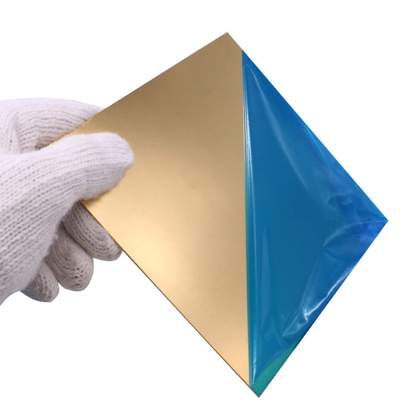 Daseyyue 2 Pcs C280 Brass Sheet, 6" x 6", 18 Gauge(0.04"/1.02mm) Thickness, No Scratches, Protective Film on Both Sides