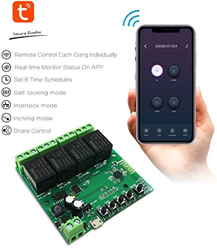 Newgoal 4-Channel WiFi Smart Switch Relay Module, TUYA/Smart Life App for Smart Home Remote Control, Momentary Time Adjustable, Compatible with Alexa/Google Assistant DC4-Tuya