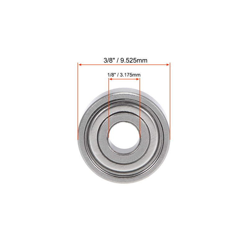 uxcell R2ZZ Deep Groove Ball Bearing 1/8-inchx3/8-inchx5/32-inch Shielded Z2 Lever Bearings 10pcs 1/8"x3/8"x5/32"