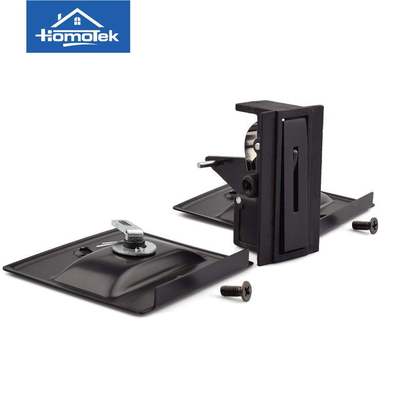 HOMOTEK 2 Pack Privacy Pocket Door Lock Hardware with Pull - Replace Old Or Damaged Sliding Door Locks Quickly and Easily, 2-3/4”x2-1/2”, for 1-3/8” Thickness Door, Black 2Pack With Lock- Black