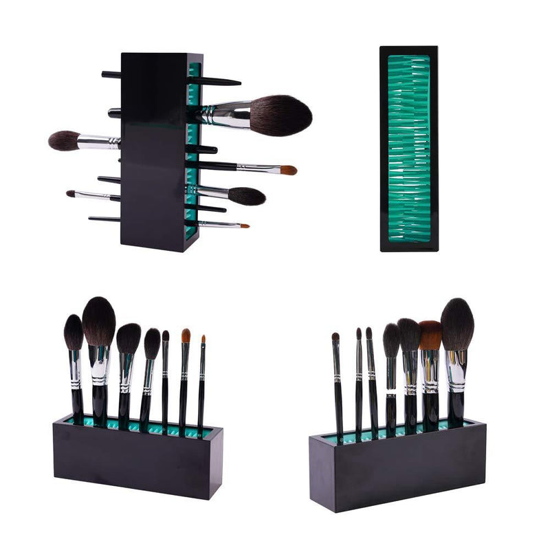 Makeup Brushes Holder Organizer, Silicone Vanity Air Drying Rack Display Storage for Brush, Eyeliners and More, Practical Cosmetic Tools Container by Jamend Clxp.(Blue-Black) black