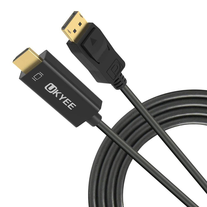 Displayport to HDMI Cable 6 feet 2-Pack, UKYEE Display Port (DP) to HDMI Adapter 6ft Male to Male Cord Converter for PCs to HDTV, Monitor, Projector.