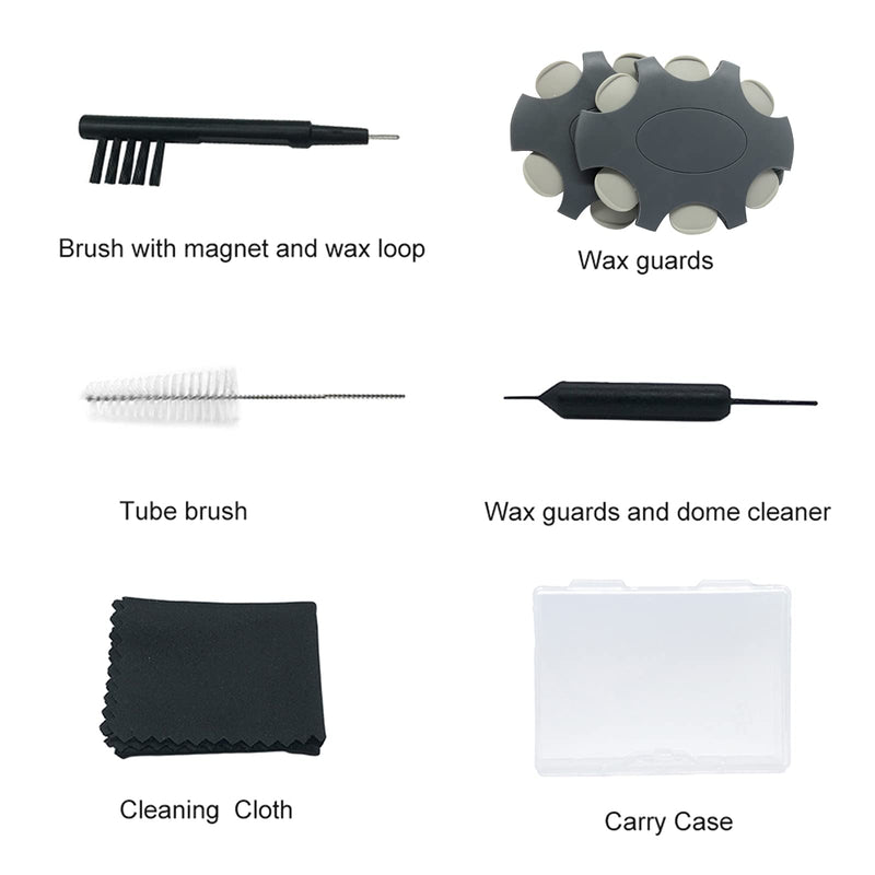 Hearing aid Wax Guards (2mm) Replacement Wax Filters for Oticon ProWax Wax Traps, Hearing Amplifier Cleaning Brush kit Tools with Carry case (2pack, Light Gray) 2pack