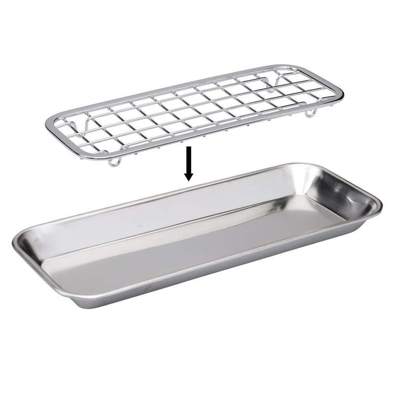 iDesign Gia Polished Stainless Steel 2-Piece Soap and Sponge Tray - 1.25" x 4.13" x 10.38"