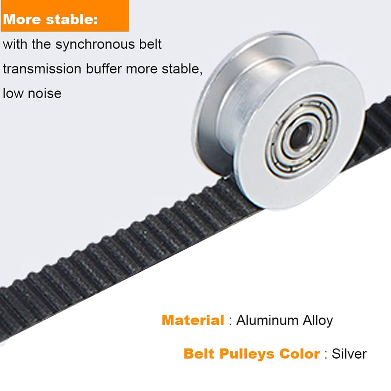 5pcs Synchronous Pulley, 10mm Smooth Roller Gt2 Aluminum Pulley for 3D Printer Accessories Belt Width 10mm Timing Belt