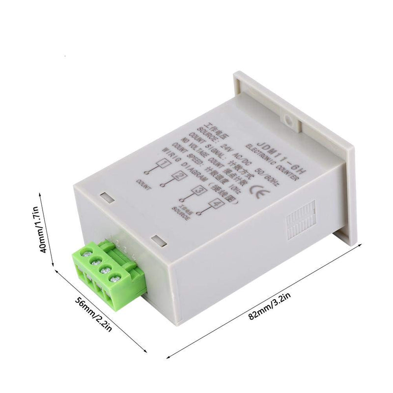 6 Digits Electronic Counter, Counting Range LED Digital Display Counter Relay Non Voltage Counter for Various Signal Input Counts Magnetic Switch (AC/DC24V)