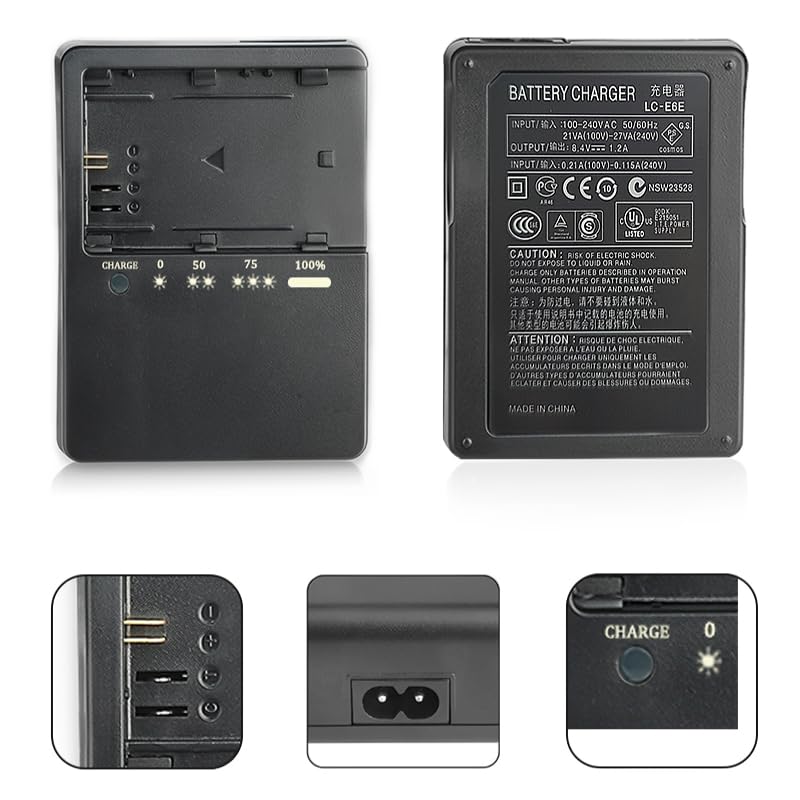 Camulti LC-E6 Battery Charger Fast Charging for Canon LP-E6 LP-E6N Battery EOS 70D 60D 5D Mark III 5D Mark 6D