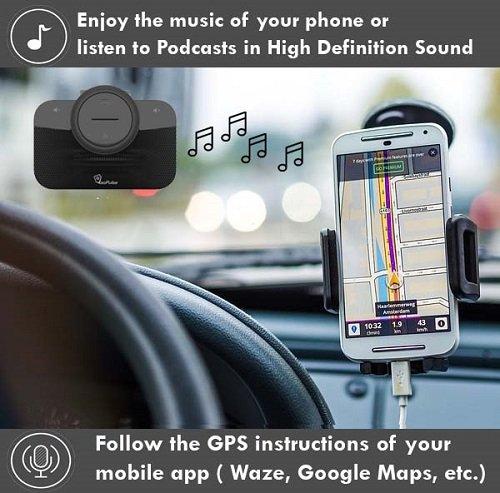 VeoPulse Car Speakerphone B-PRO 2 Hands Free with Bluetooth Automatic Cellphone Connection