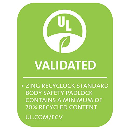 ZING 7034 RecycLock Safety Padlock, Keyed Different, 1-1/2" Shackle, 1-3/4" Body, Green 1.5" Shackle