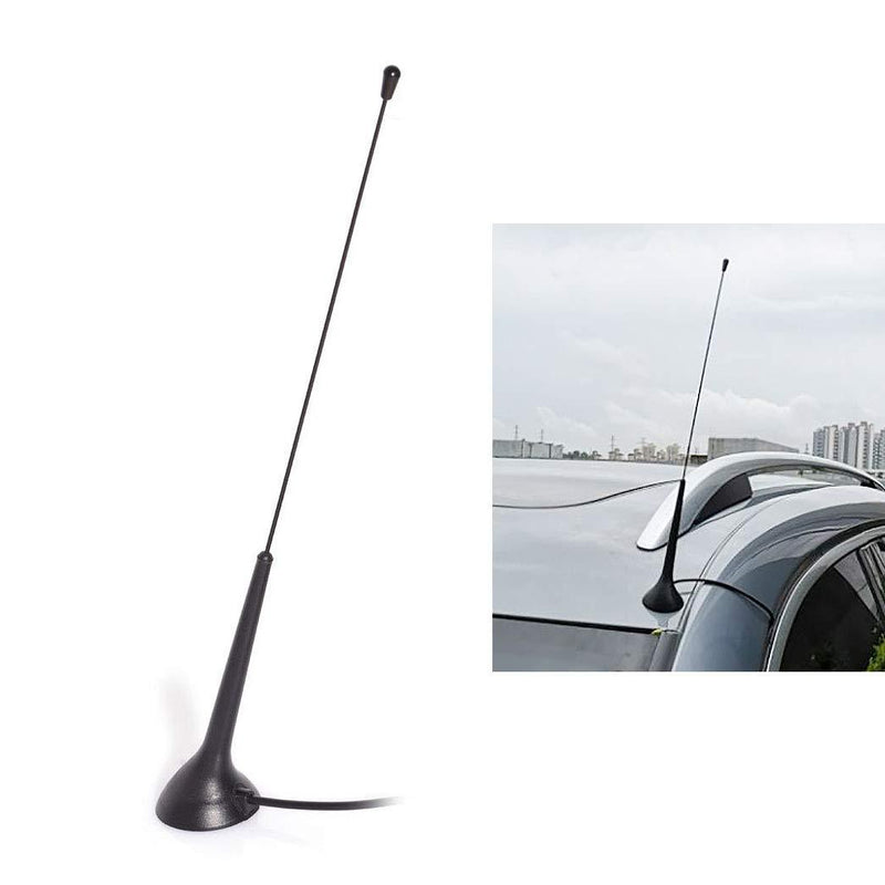 Bingfu Universal Car Antenna Magnetic Base Car Radio Antenna Car Stereo Antenna DIN Plug Aerial for Vehicle Truck SUV Truck RV Marine Boat Car Stereo Audio Radio Head Unit CD Media Receiver Player Tilted Antenna