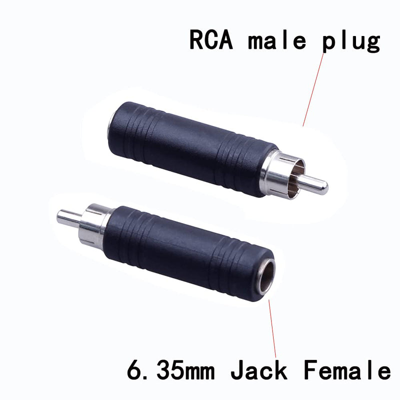 6.35mm to RCA Adapter RCA Male Plug to 6.35mm 1/4 Inch Mono Female Audio Mic Plug Adapter Jack Converterr (3 Pack)