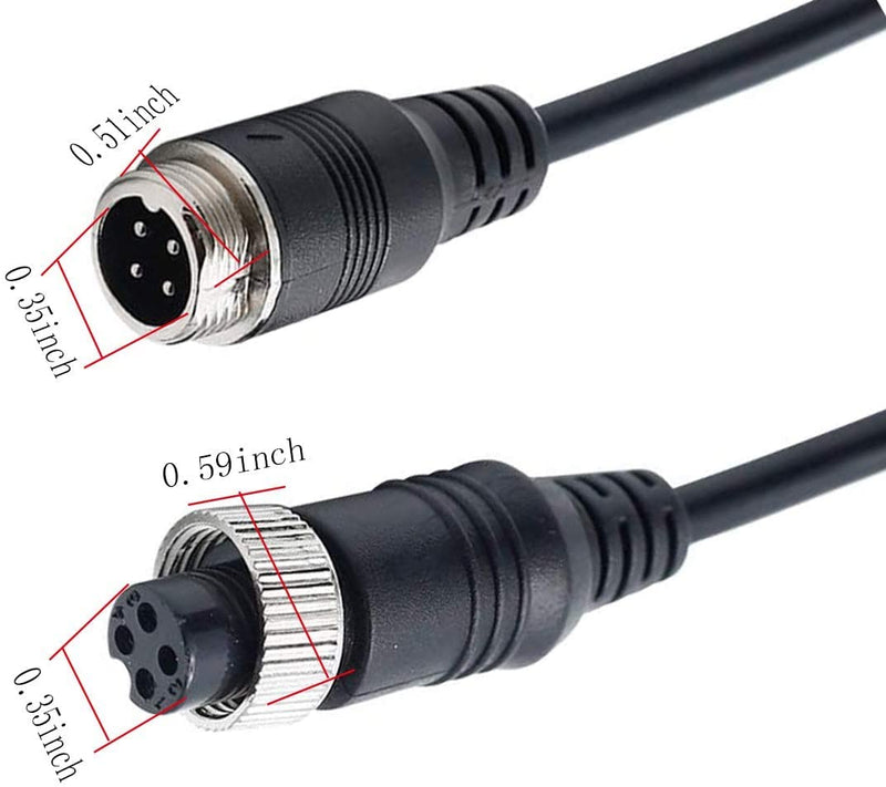 Car Video 4Pin Aviation Extension Cable for CCTV Rearview Camera Car Truck Trailer Camper Bus Motorhome Vehicle Backup Monitor Waterproof Shockproof System 10FT/3M