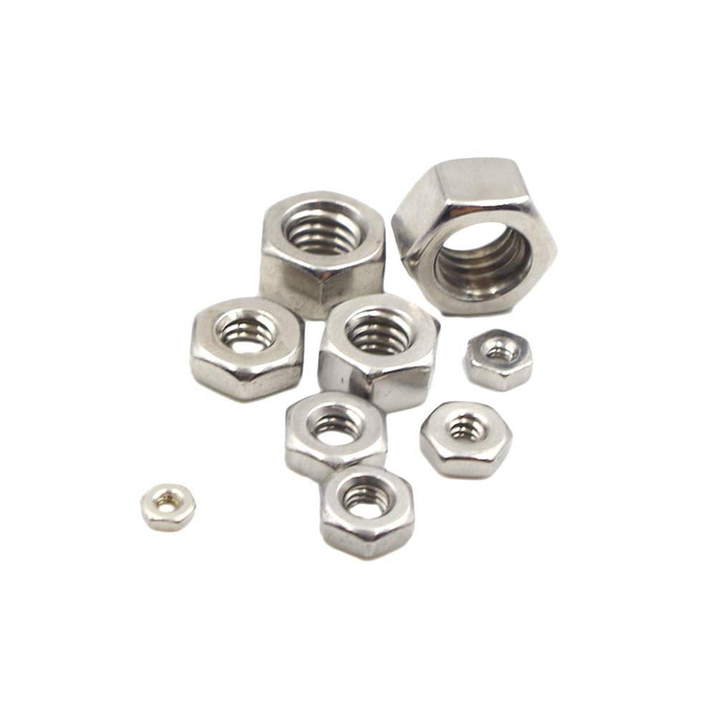 HVAZI #2-56 to 3/8"-16 UNC 304 Stainless Steel Hex Nuts Assortment Kit