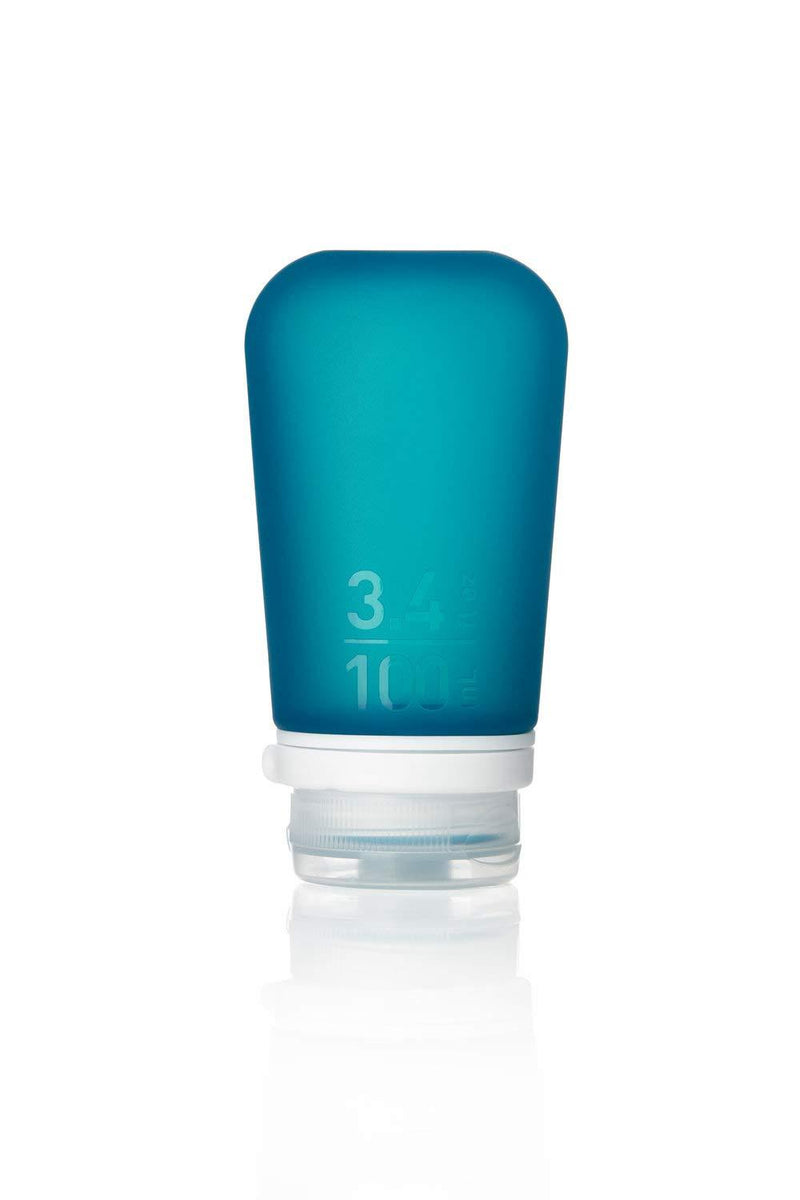 humangear GoToob+ Refillable Silicone Travel Size Bottles with Locking Cap, 3pk Set, Clear/Purple/Teal, Large (3.4oz) Large (3.4oz)