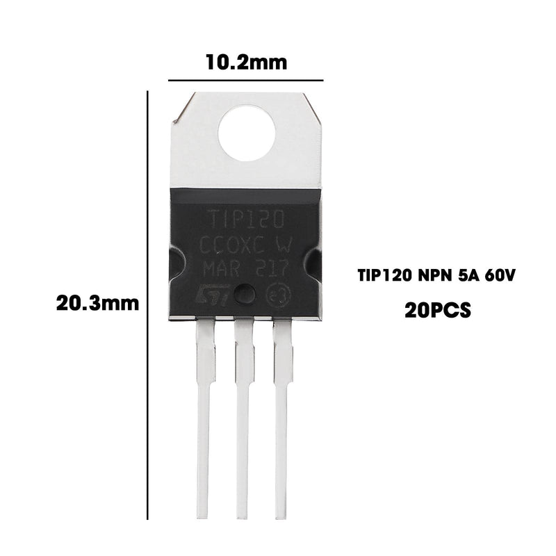 The Lord of the Tools 20pcs TIP120 NPN Power Transistor Silicon Epitaxy Power Transistor 5 Amp 60 Volt Darlington Transistors TO-220 for Motor Magnets