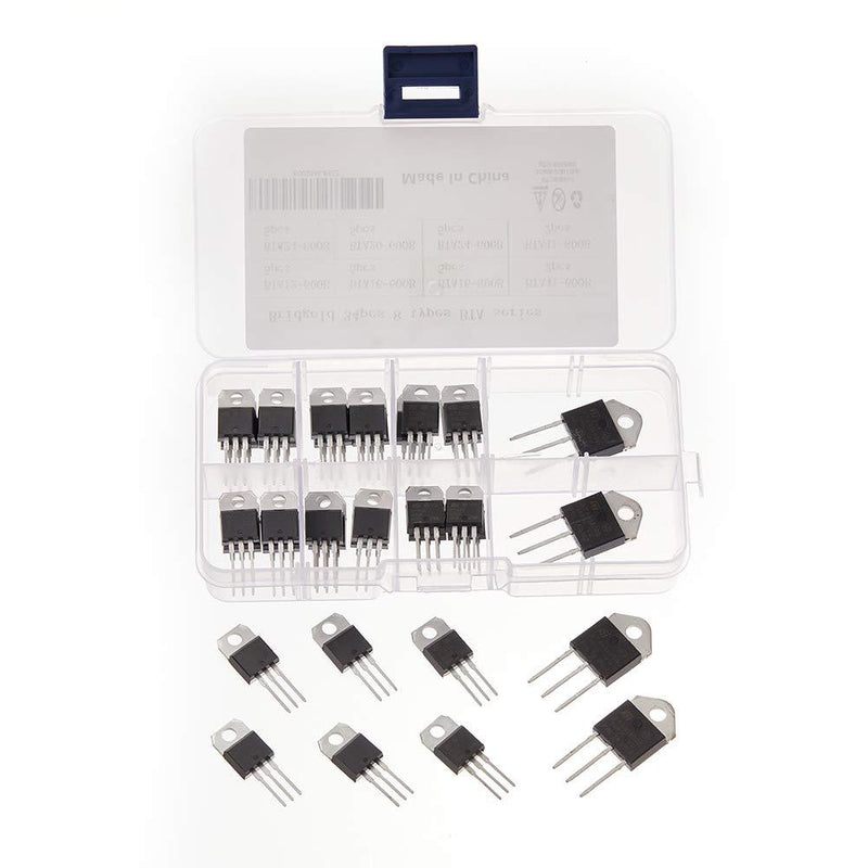 Bridgold 34pcs 8 Types BTA-Series Medium Current Triac thyristor,Gate Trigger,Including:BTA12-600B BTA16-600B BTA16-800B BTA20-600B BTA24-600B BTA24-800B BTA41-600B BTA41-800B