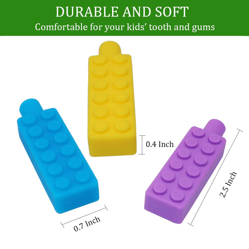 Chewable Pencil Toppers for Sensory Kids Boys and Girls (6 Pack), Silicone Rainbow Pencil Chew Toppers for Chewers with Special Oral Motor Needs, Chewing Brick Pencil Toppers for Children
