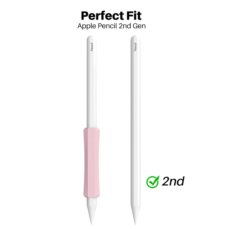 NIUTRENDZ 3 Pack Silicone Grip for Apple Pencil 2nd Generation Accessories Ergonomic Design Sleeve Compatible with Magnetic Charging and Double Tap (White, Purple, Pink) White, Purple, Pink