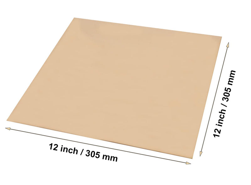 Daseyyue 1 Pcs C280 Brass Sheet, 12" x 12", 24 Gauge(0.02"/0.51mm) Thickness, No Scratches, Protective Film on Both Sides