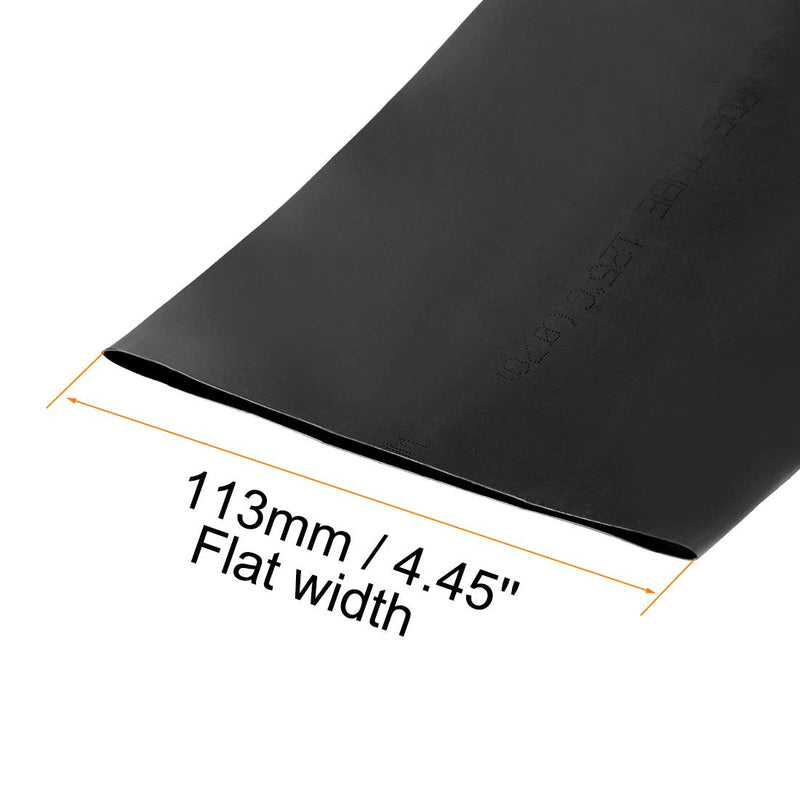 sourcing map heat shrink tubing 70mm dia. 113mm flat width 2:1 ratio cable sleeve 1m black