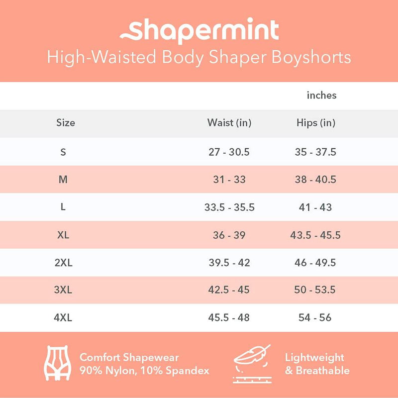 Shapermint High Waisted Body Shaper Boyshorts Tummy Control Waist Slimming and Back Smoothing Shapewear for Women Plus Size Black Small