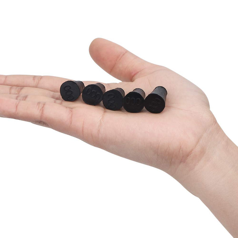 40 Pieces (Same Size) Very Small Solid Rubber Stoppers - Size #000-13mm (0.51in) x 8mm (0.31in) - 17mm (0.66in) Long - Black Lab Plug