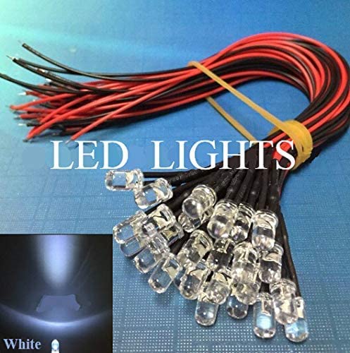 Diode LED lights, 50pcs 3/5/10mm DC 9-12V round water LED diode free emitting, LED pre-wired white/red/blue/green/light(3mm-white) 3mm white