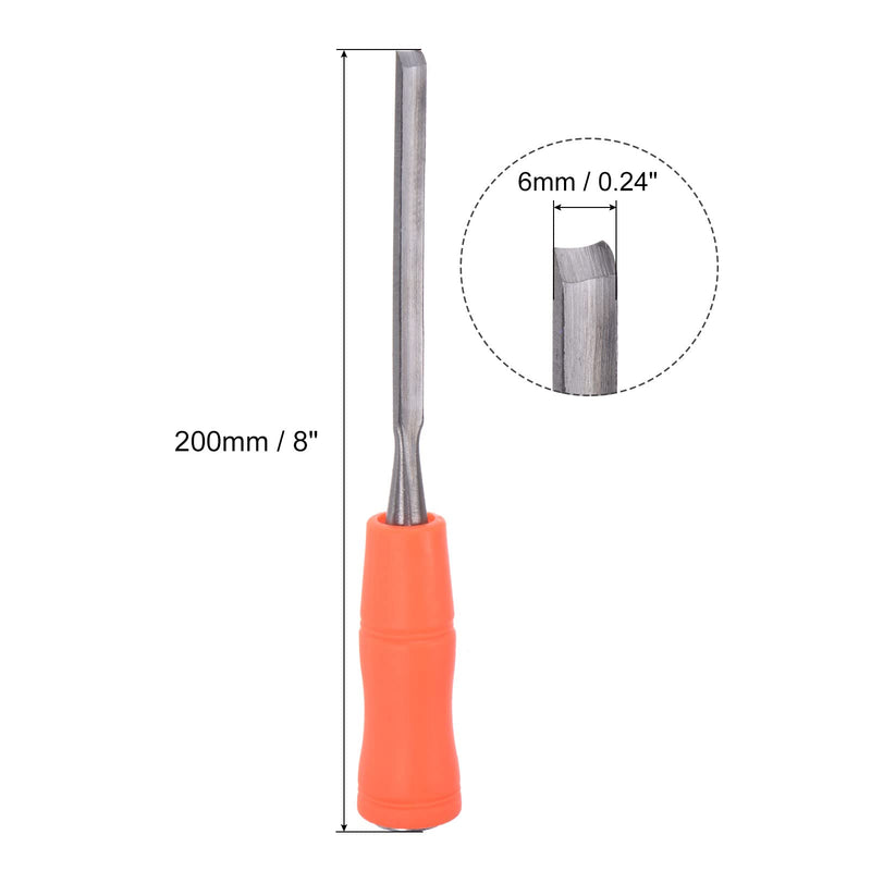 uxcell Wood Chisels, 6mm Chrome Plated 45# Carbon Steel Inside Cutting Edge Carving Woodworking Tool 200mm (8-Inch) Length with ABS Plastic Handle