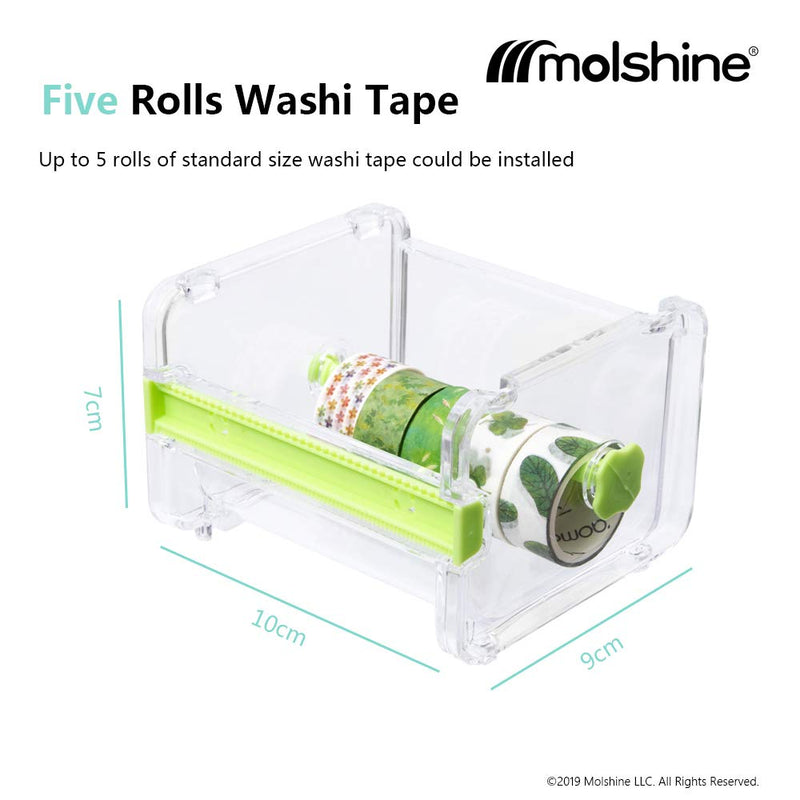 molshine Transparent Visible Desktop Multi Washi Masking Tape Dispenser,Tape Cutter,Roll Tape Holder (Not Include Masking Tape) (Brown) Brown