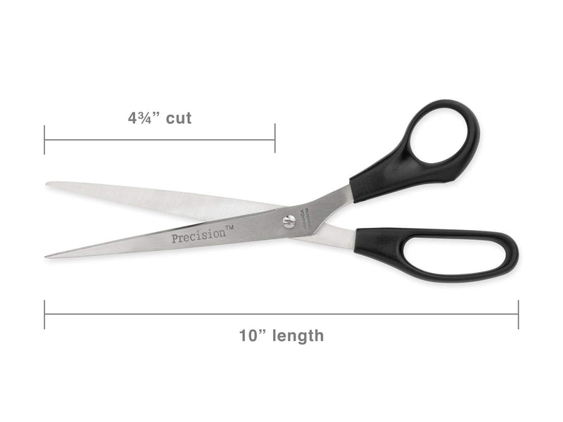 Hygloss-Armada Precision Straight Trimmer Scissors - Comfortable Handles, Stainless Steel Blades, Vinyl Bag for Storage - Scissors for Crafts, Classroom, Home and Office, 10-Inches - 6 Pairs 10"