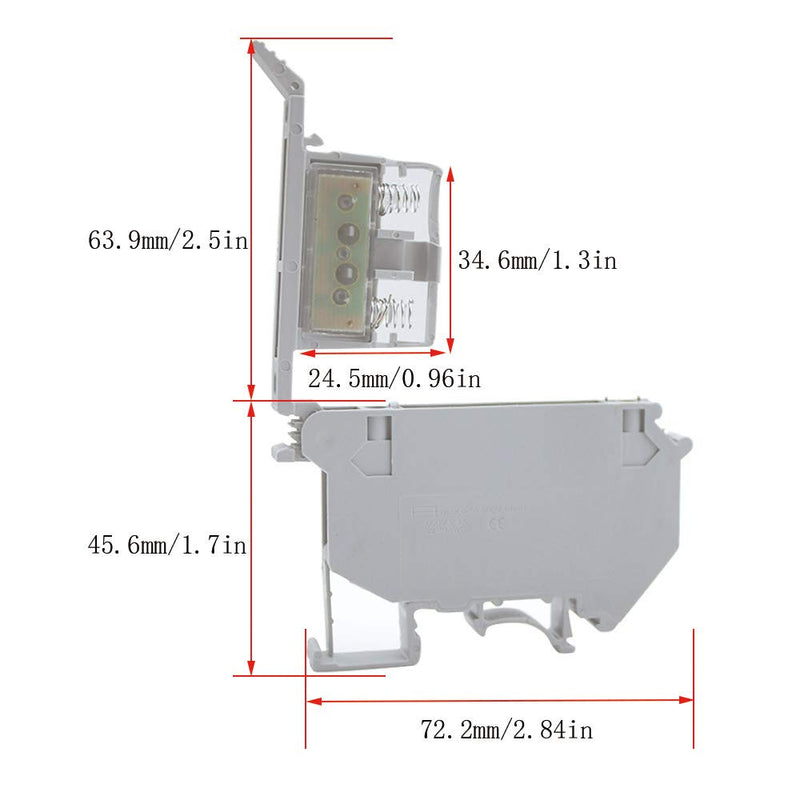 Fuse clamp DIN rail, Her Kindness 2 pieces fuse holder, DIN rail mounting fine fuse fuse holder base suit 220V AC plug fuses, with 12 fuses
