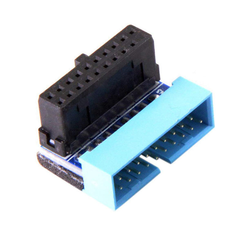 Cablecc USB 3.0 20pin Male to Female Extension Adapter Up Down Angled 90 Degree for Motherboard Mainboard (UP Angled) Blue Up