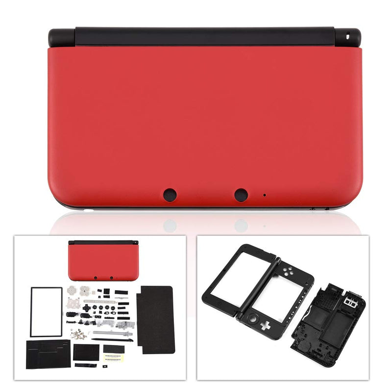 Replecement Case for Nintendo 3DS LL, Full Housing Case Cover Shell Repair Parts Complete Replacement Kit for Nintendo 3DS XL Red