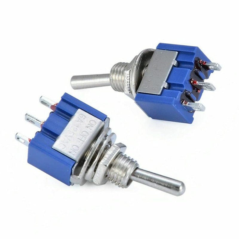 HiLetgo 10pcs 6A/125V 3A/250V ON/Off/ON 3 Terminals 3 Position SPDT Toggle Switch Single Joint MTS-103