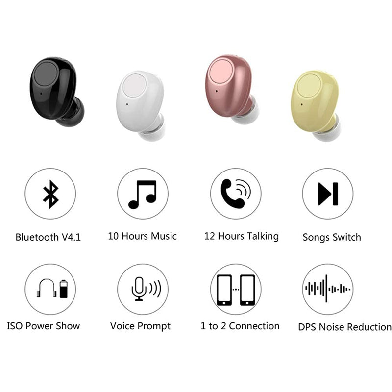Single Bluetooth Earpiece10 Hrs Playtime,Wireless Headphone, Mini Bluetooth Headset Hands-Free Car Earphone,Cell Phone Bluetooth Earbud for iPhone Samsung Android Phone PC TV Audiobook (White) White