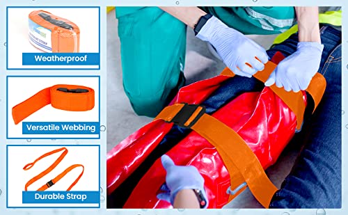 Primacare IR-5008 Unisex 2 Piece Restraint Strap with Loop Lock for Patients, Adults and Kids, Medical Waterproof Straps with Adjustable Locking for Easy Attachment, 9 Feet, Orange