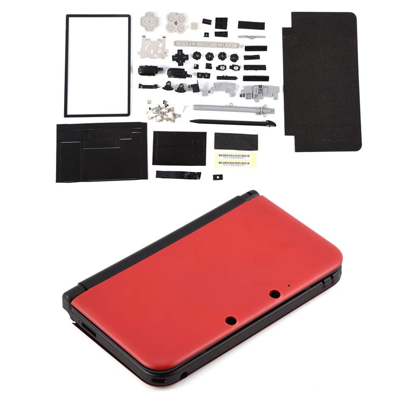 Replecement Case for Nintendo 3DS LL, Full Housing Case Cover Shell Repair Parts Complete Replacement Kit for Nintendo 3DS XL Red