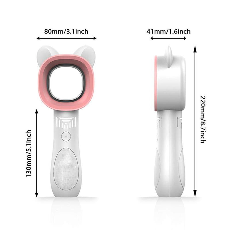 Portable Handheld Cooling Bladeless Fan USB Mini Fan Desktop Bladeless Fan Rechargeable Quiet 3 Gear (Cute White) Cute White