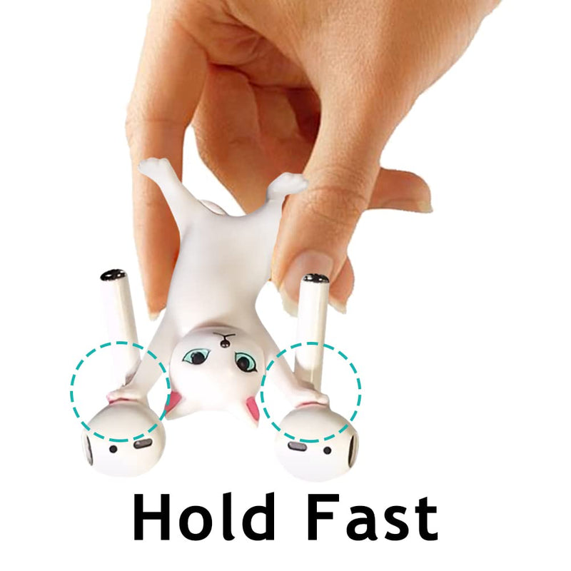ã€Upgraded Anti-Dropã€‘ Magnetic Cute Dance Cat Airpod Holder Headphone Stand Earbuds Holder for Apple AirPods 1& 2 3 Pro,Unique Birthday Bday Present Gifts Ideas(White) White