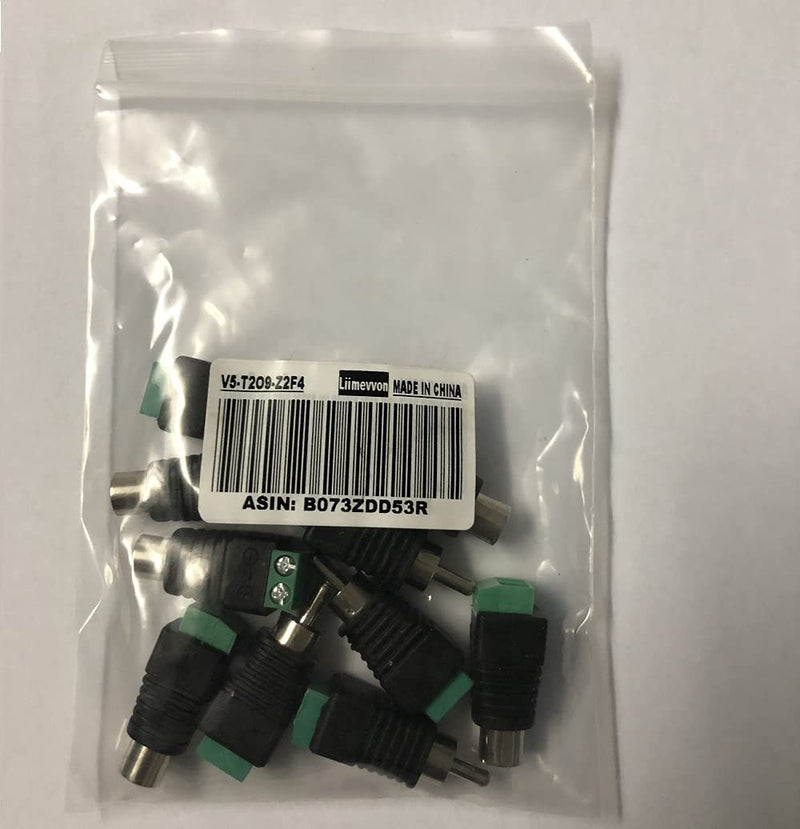 Lemoy Liimevvon 10-Pack Phono RCA Male and Female Plug to AV Screw Terminal Audio/Video Connector Adapter (5 Male & 5 Female)