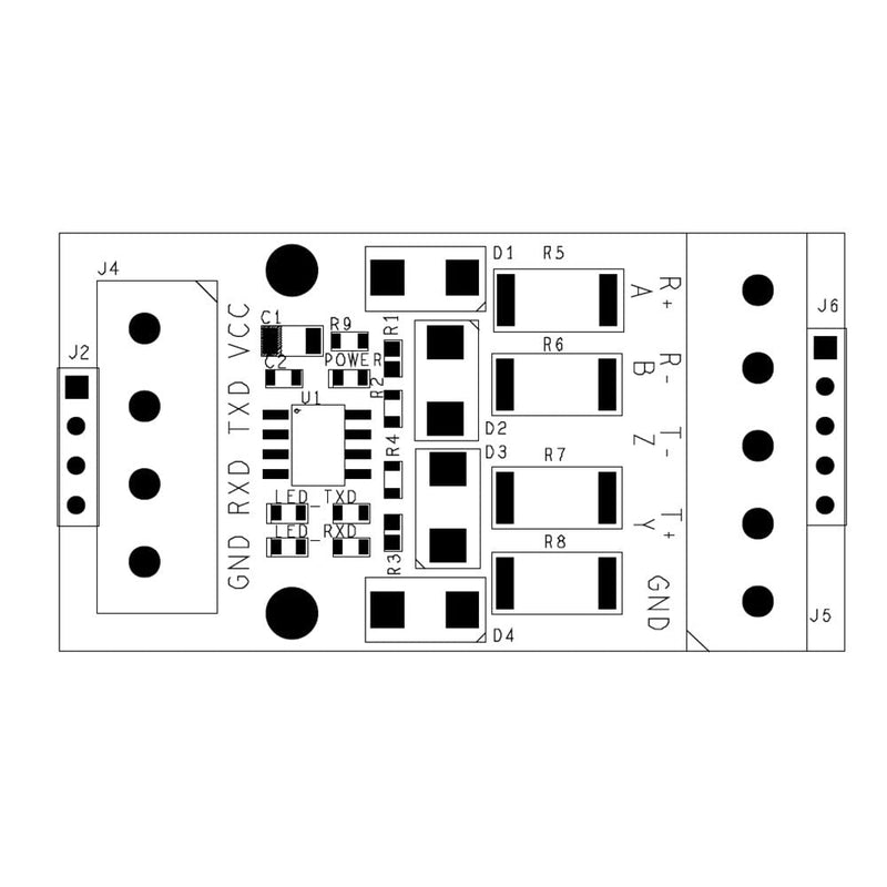 RS422 to TTL Converter, 3.3V Level Converter Module Mutual Conversion with Indicator Light