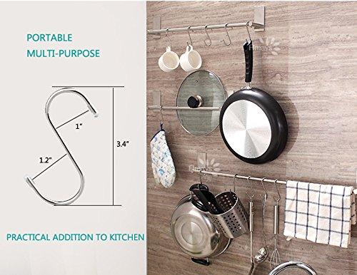 Evob 20 Pack 3.4" S Shaped Hooks Stainless Steel Metal Hangers Hanging Hooks for Kitchen, Work Shop, Bathroom, Garden