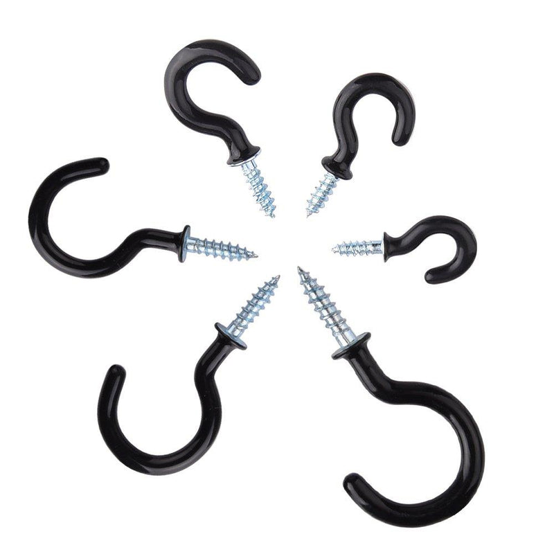 KUUQA Cup Hook Kit Black Vinyl Coated Ceiling Screw Mug Hooks, 70 Pieces, 6 Sizes 70pcs