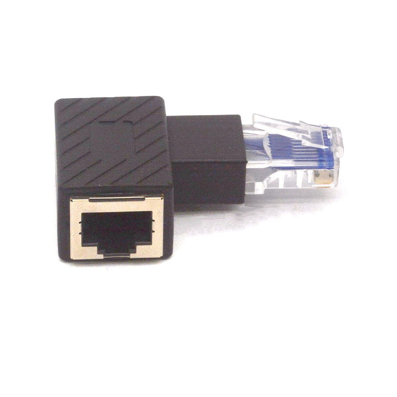 GLHONG Angled RJ45 Ethernet Adapter, 90 Degree RJ45 8P8C Male to Female Cat5e Cat6 Network Patch Connector 2Pcs (Right) Right