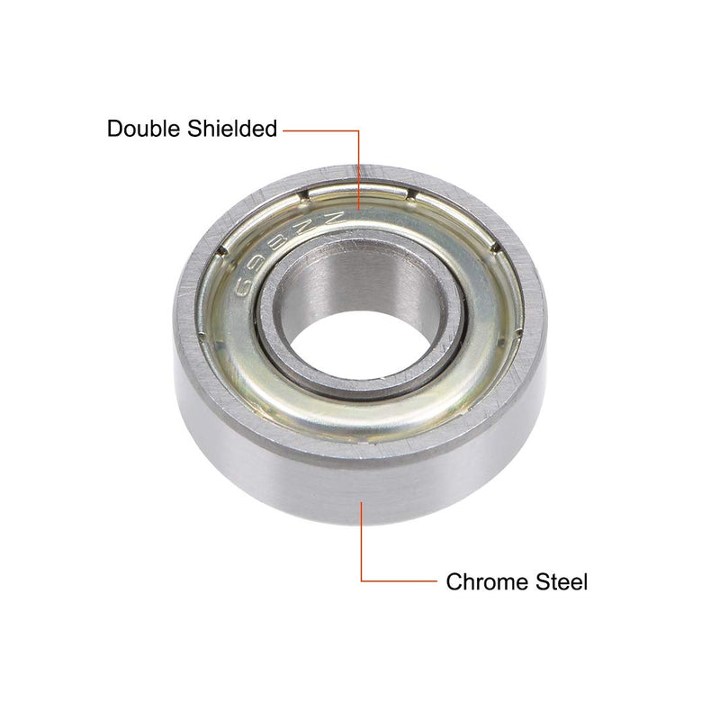 uxcell 698ZZ Deep Groove Ball Bearing 8x19x6mm Double Shielded Chrome Steel Bearings 4-Pack