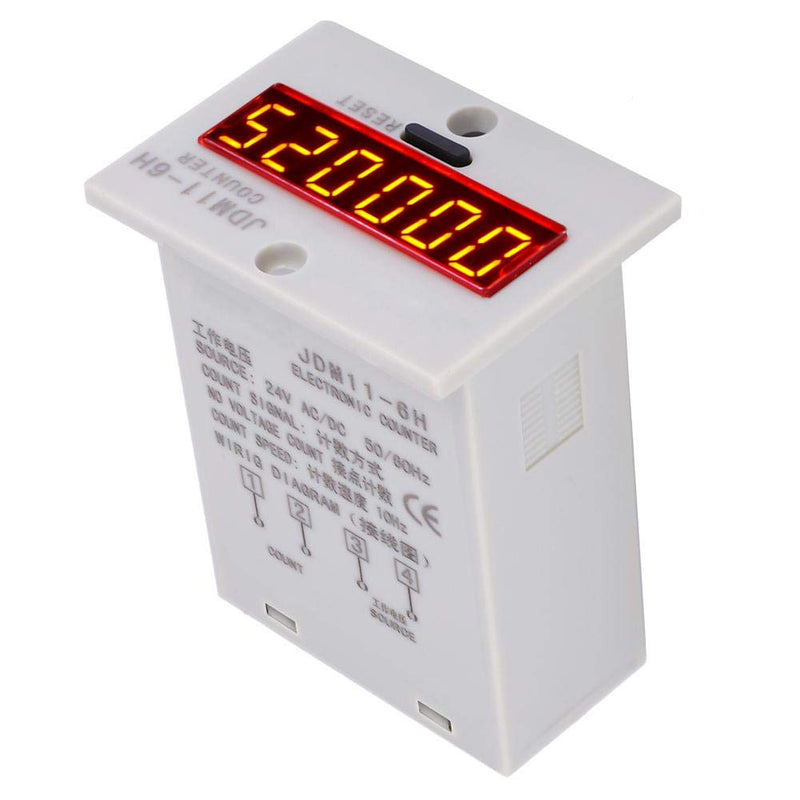 6 Digits Electronic Counter, Counting Range LED Digital Display Counter Relay Non Voltage Counter for Various Signal Input Counts Magnetic Switch (AC/DC24V)