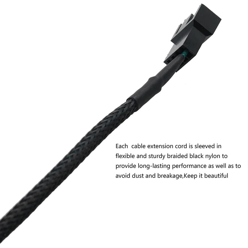 Ruiwaer 5pcs 4 Pin PWM Fan Power Supply Cable PC Internal Motherboard Fan Power Extension Cable Adapter 11.8 Inch, Black