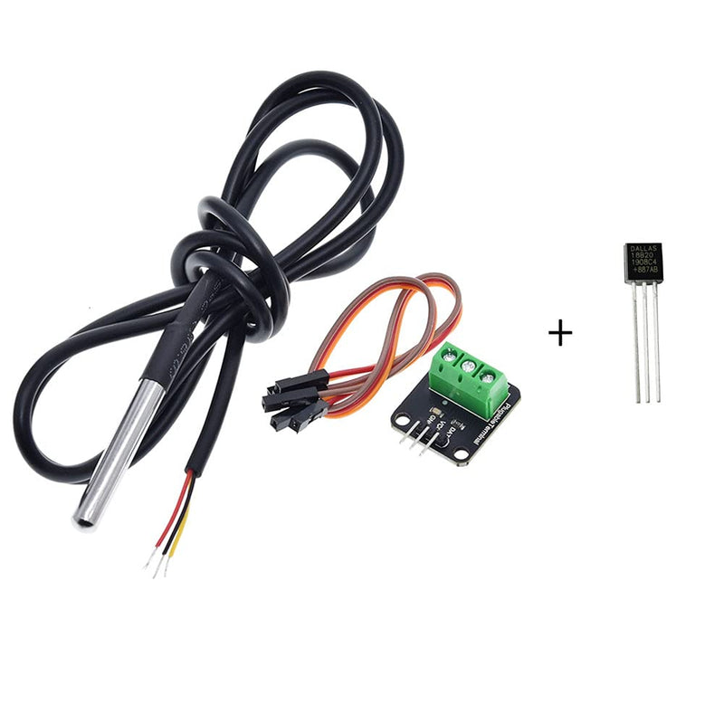 2 Pack DS18B20 Temperature Sensor Module Kit with Waterproof Stainless Steel Probe, TO-92 for Arduino and Raspberry Pi
