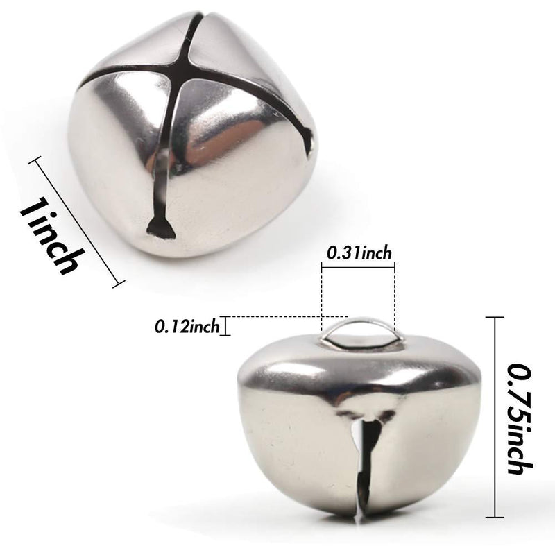 Jingle Bells, 1 Inch Craft Bells Bulk DIY Bells for Christmas Festival Decoration Home Decoration, 50pcs, Silver