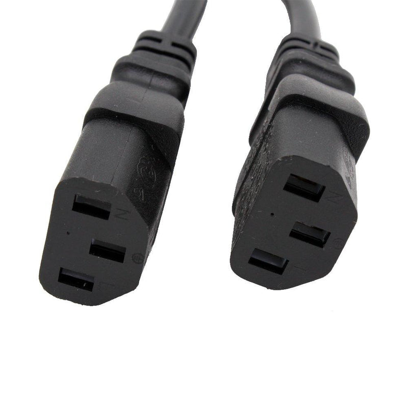 Leen4You Power Extension Cable Single C14 Male to Dual C13 Female Power Y-Lead Cable Splitter Adapter Cord Short Cable Black